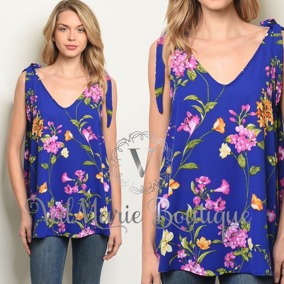 ValMarie Tops - ARRIVED! Royal blue floral blouse